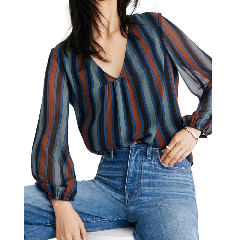 Madewell Sheer Sleeve Striped Top